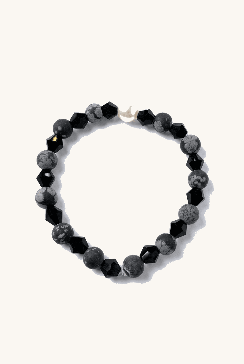 Freshwater Pearl, Gray Stone & Crystal Bracelet