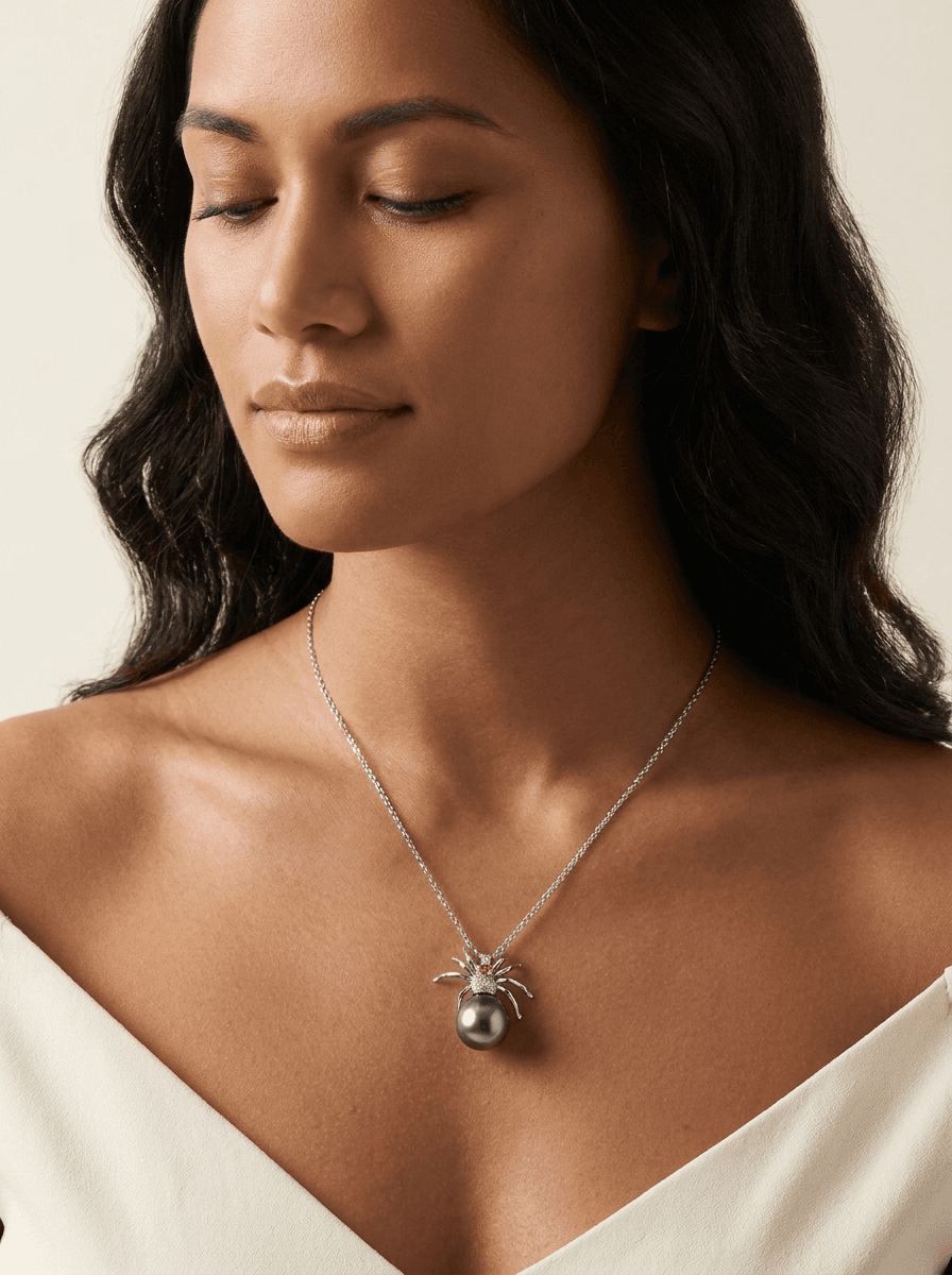 Spider pendant — on model
