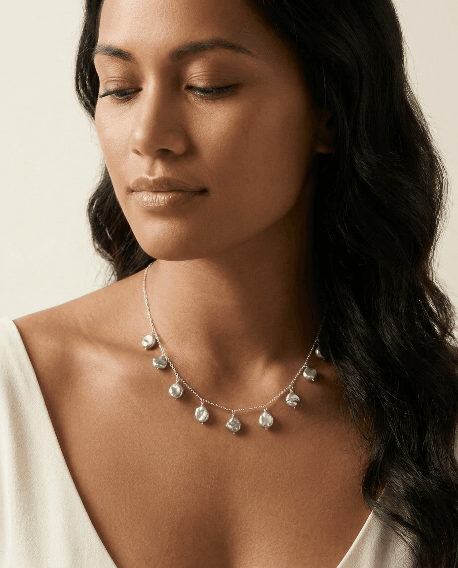 Keshi Tahitian Pearl Necklace — worn on model