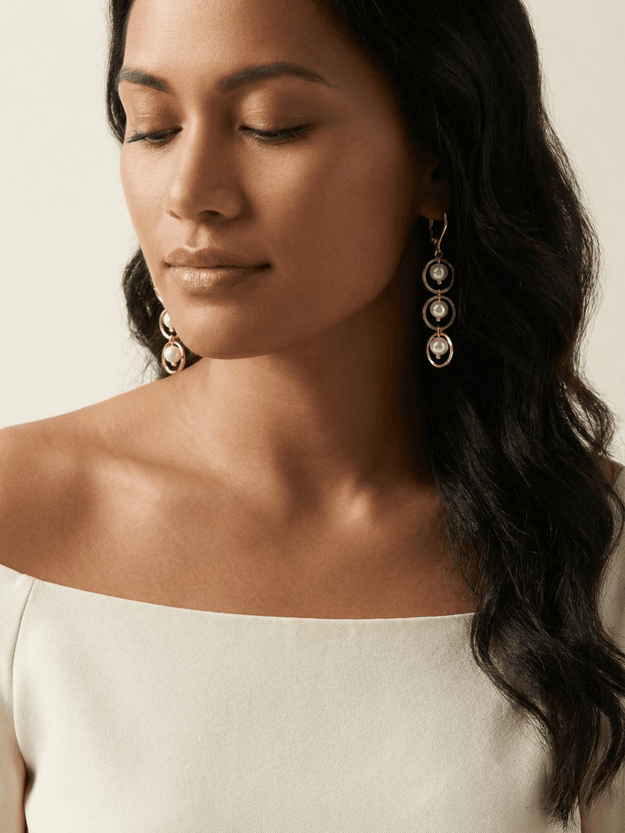 Freshwater Pearl Earrings — worn on model