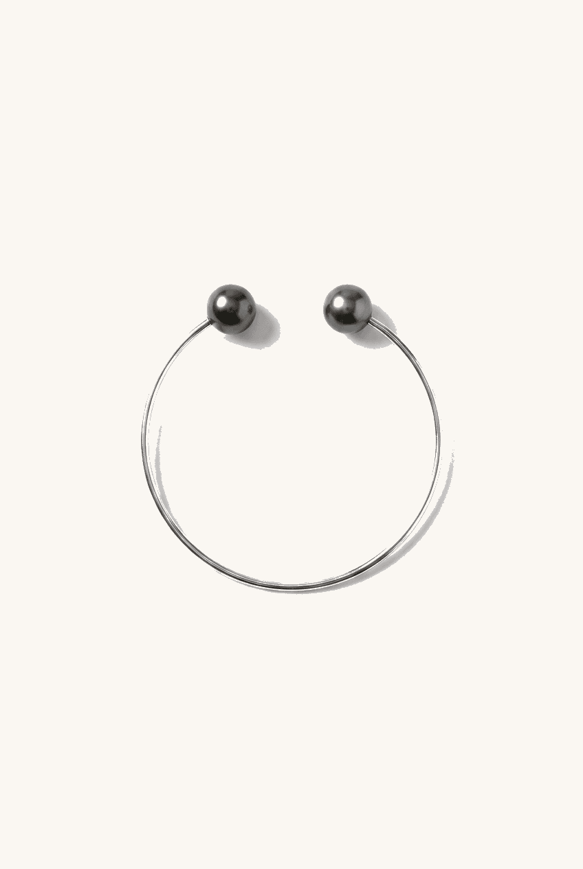 Silver Two Tahitian Pearl Cuff Bracelet