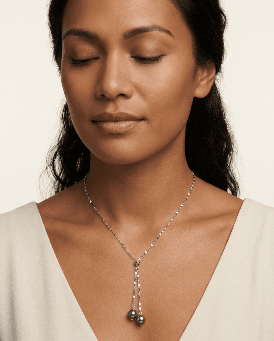 2 Pearl Adjustable Necklace - TC3 — on model