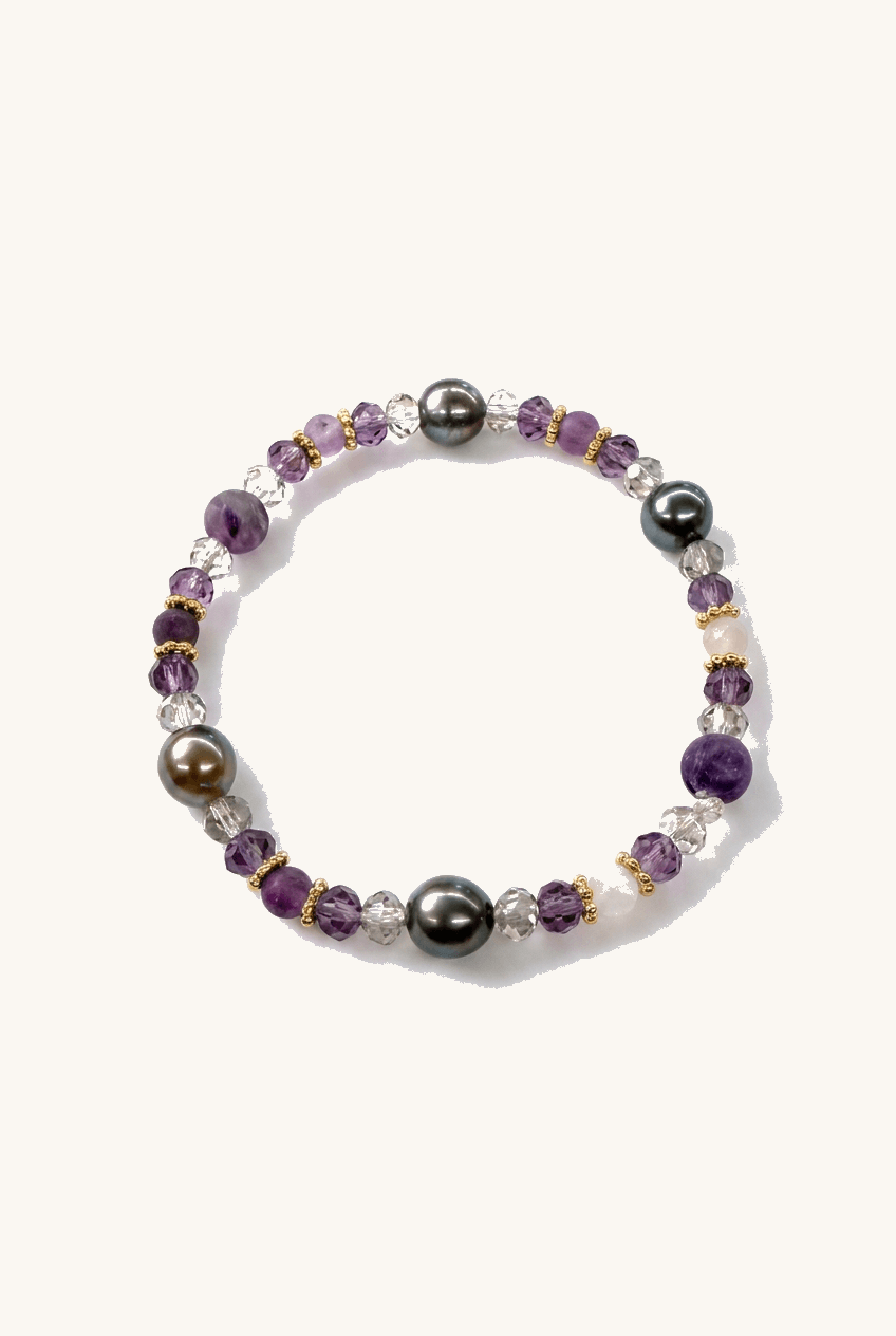 Four Tahitian Pearl & Crystal Bracelet