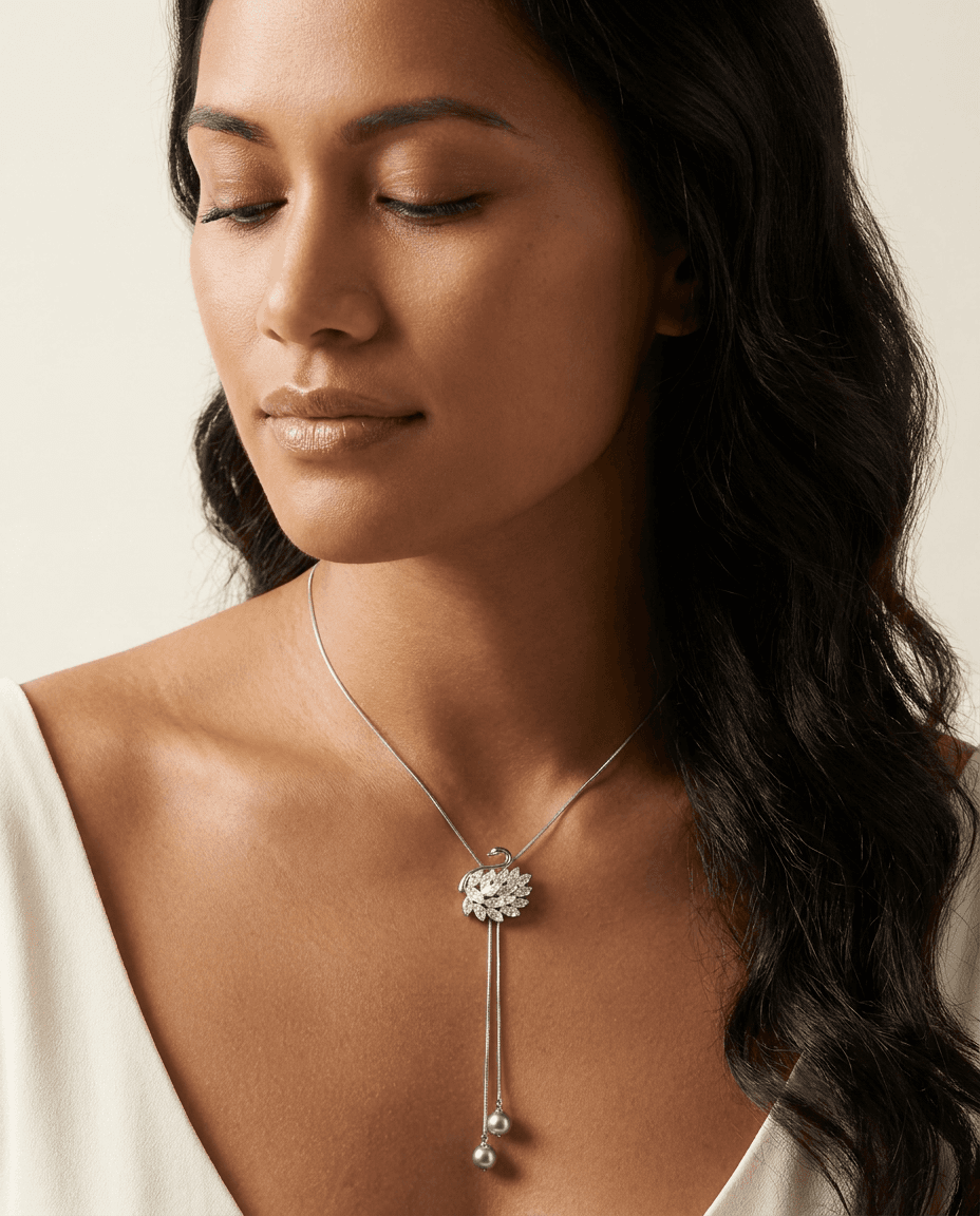 2 Pearl adjustable necklace - TC20 — on model