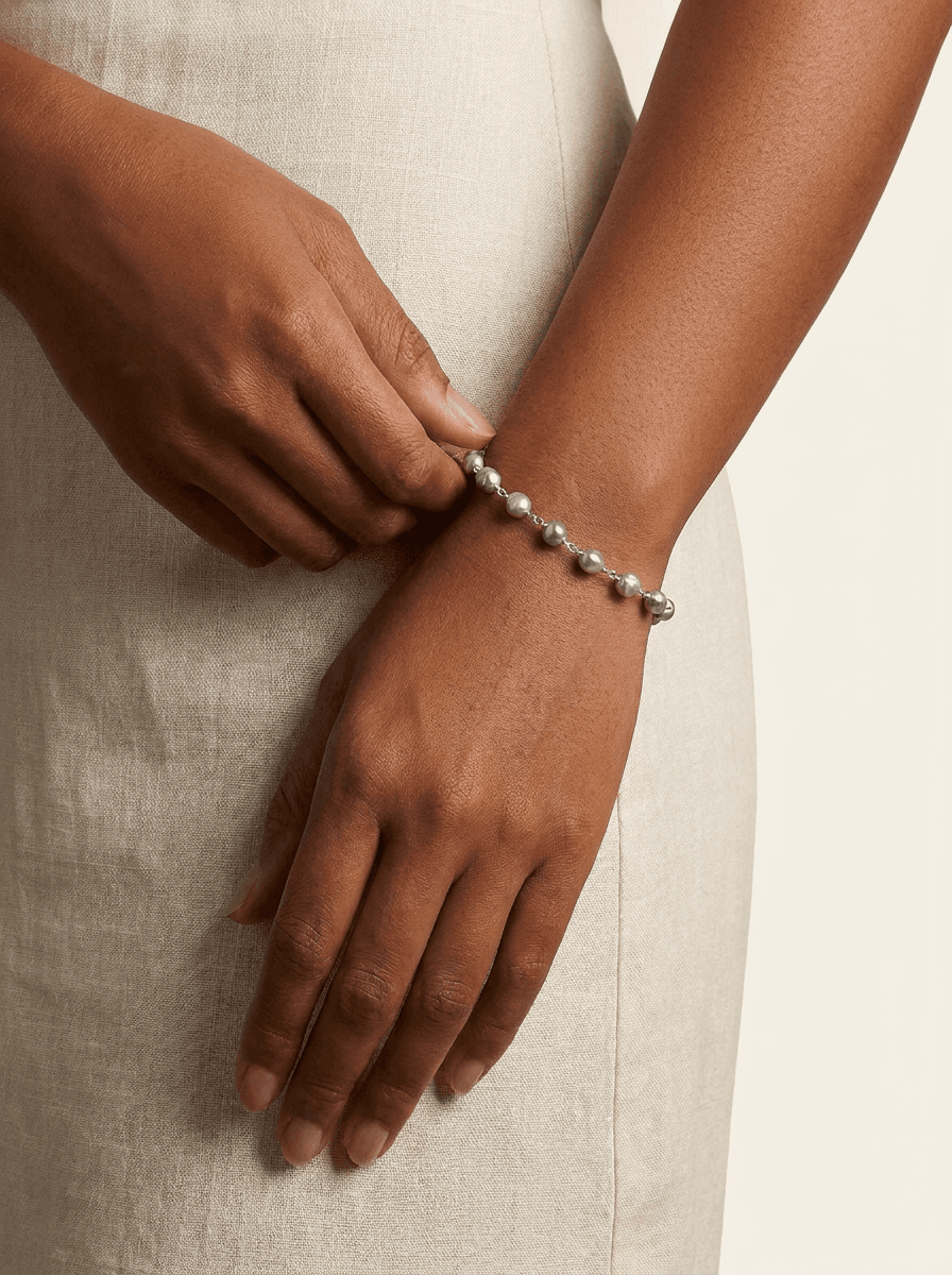 10 pearls — on model