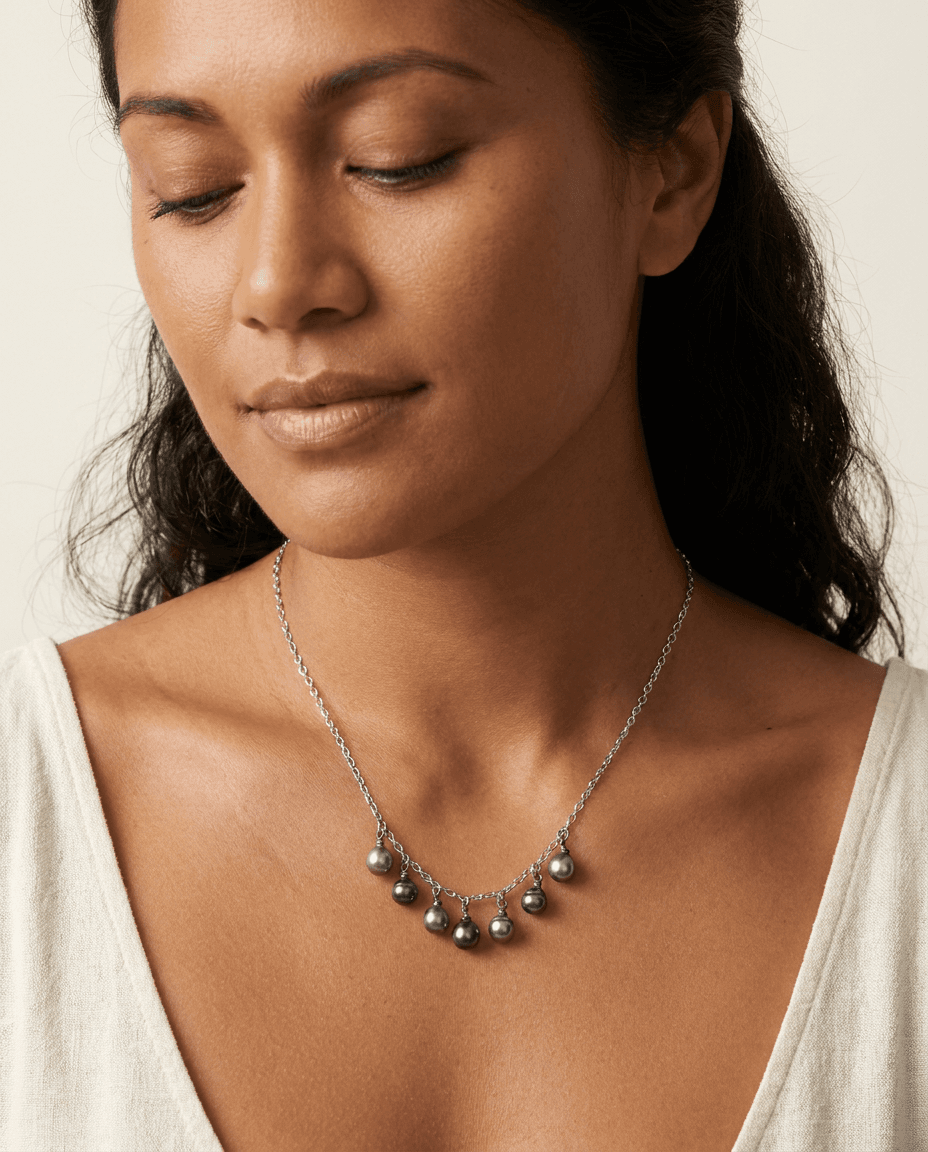 7 Pearl Necklace - TC19 — on model