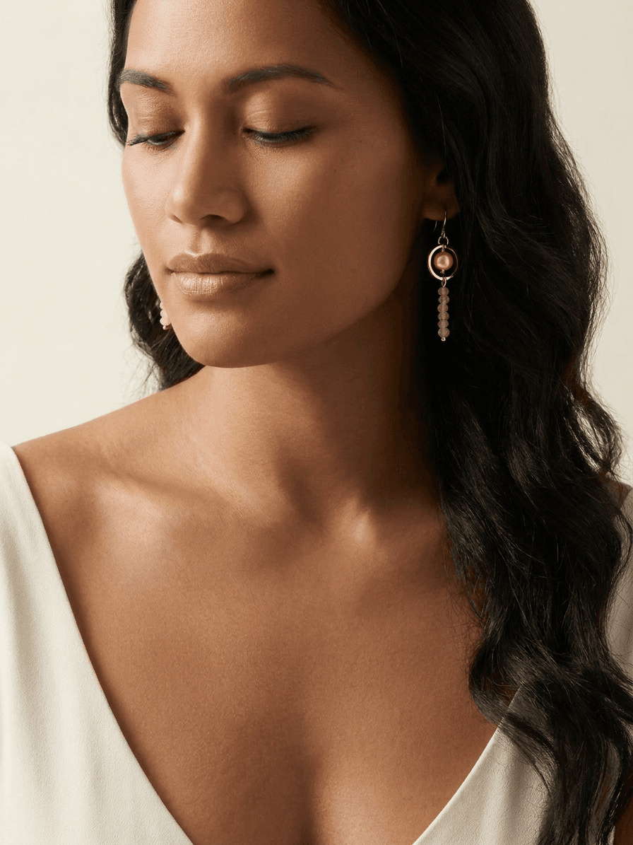 Freshwater Pearl Earrings — worn on model