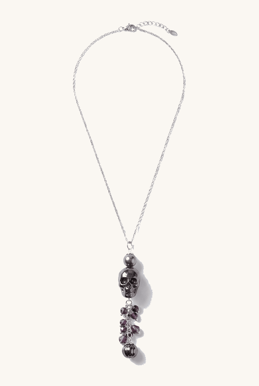 Tahitian Pearl & Skull Silver Necklace