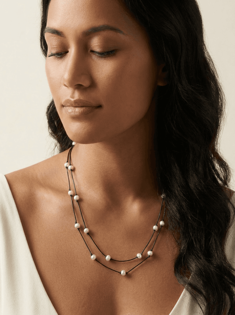 Freshwater Pearl Necklace — worn on model