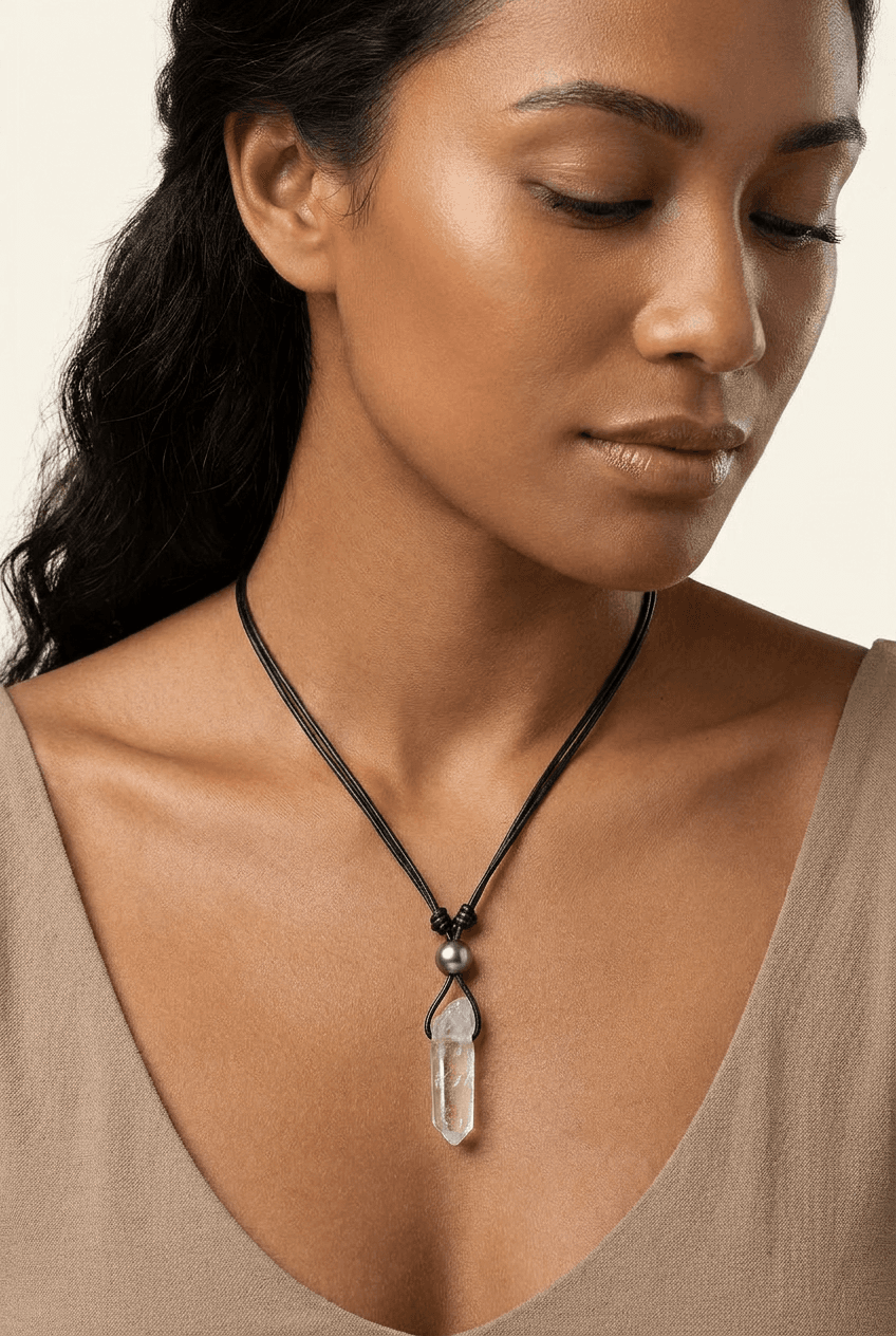 Crystal Necklace CL2 — on model