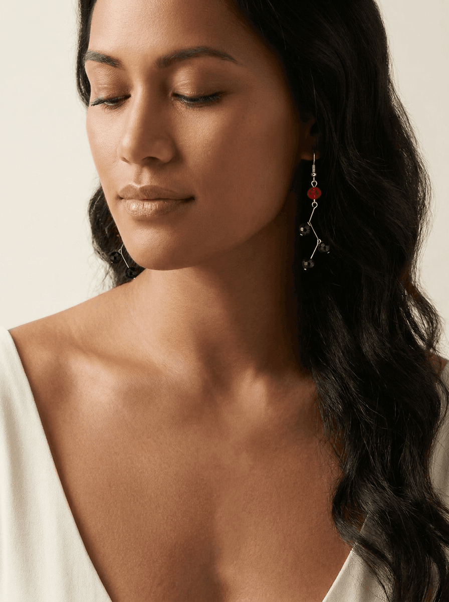 Crystal Drop Earrings — worn on model