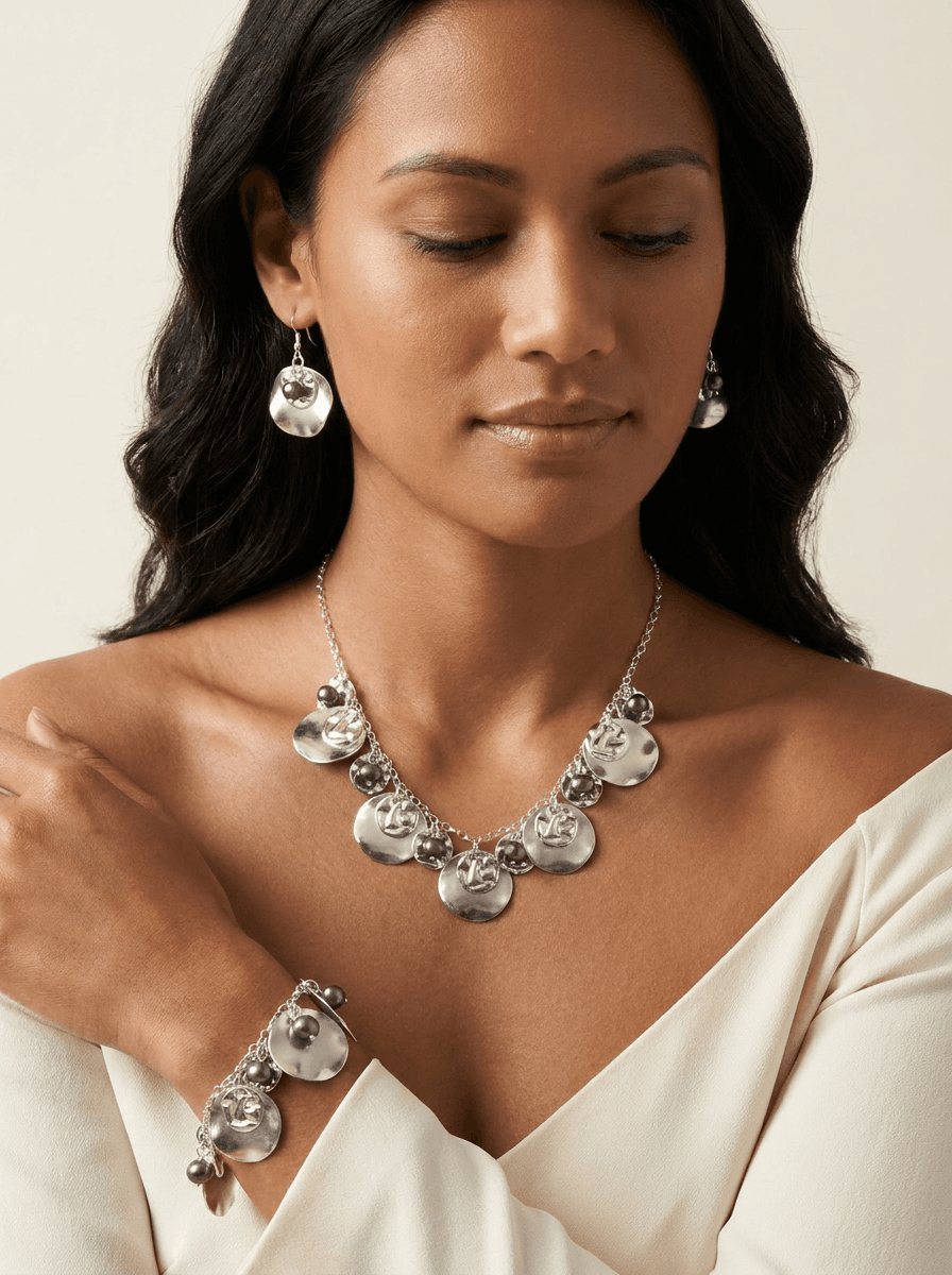 Tahitian Black Pearl 3-Piece Jewelry Set — worn on model